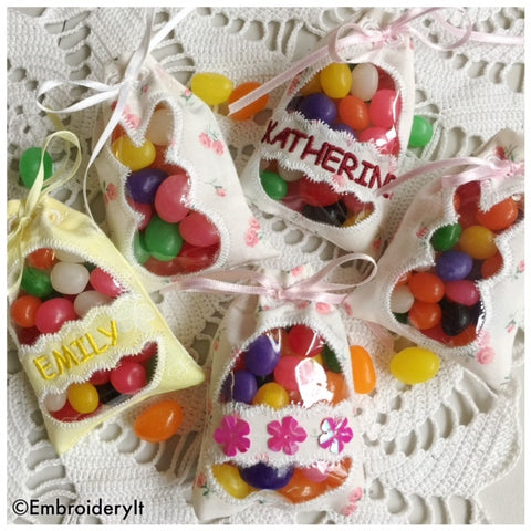 Easter candy holder treat bags machine embroidery pattern