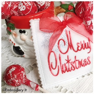machine embroidery in the hoop Christmas lollipop holder designs
