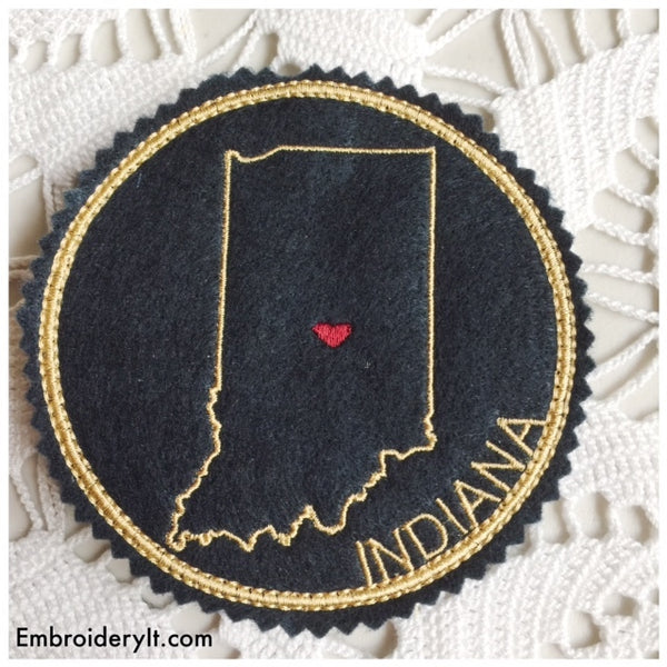 machine embroidery Indiana coaster