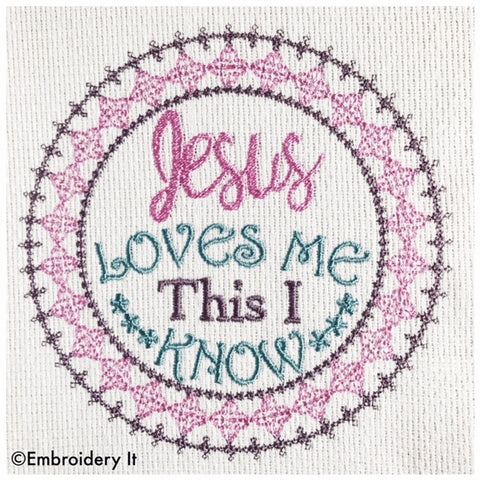 Machine embroidery Jesus loves me design
