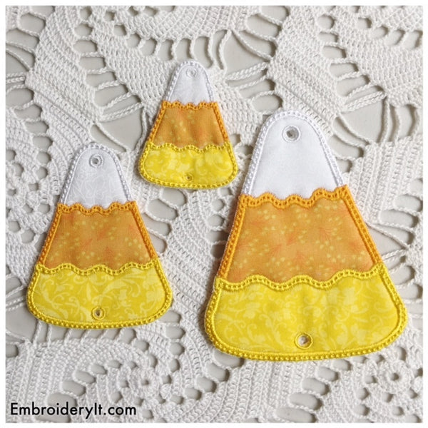 machine embroidery in the hoop candy corn design