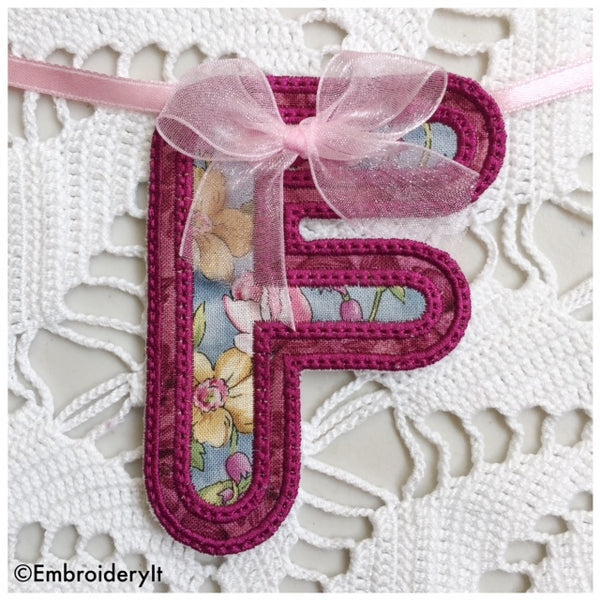 machine embroidered banner letters