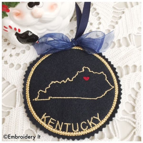 Machine embroidery Kentucky ornament