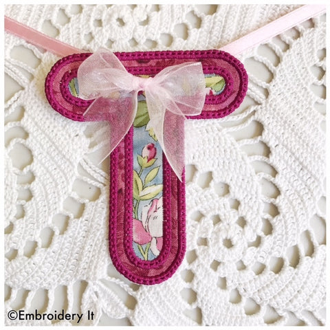 Machine Embroidery Banner letter T