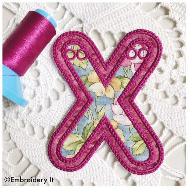 machine embroidery in the hoop letters