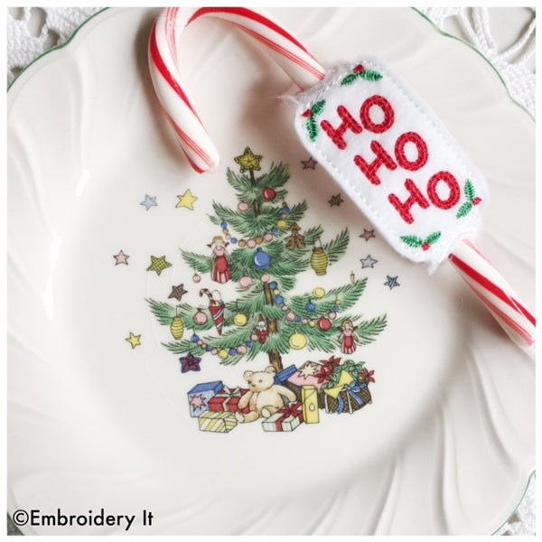in the hoop machine embroidery candy cane holder pattern