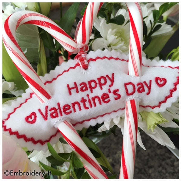 happy valentine's day machine embroidery candy holder
