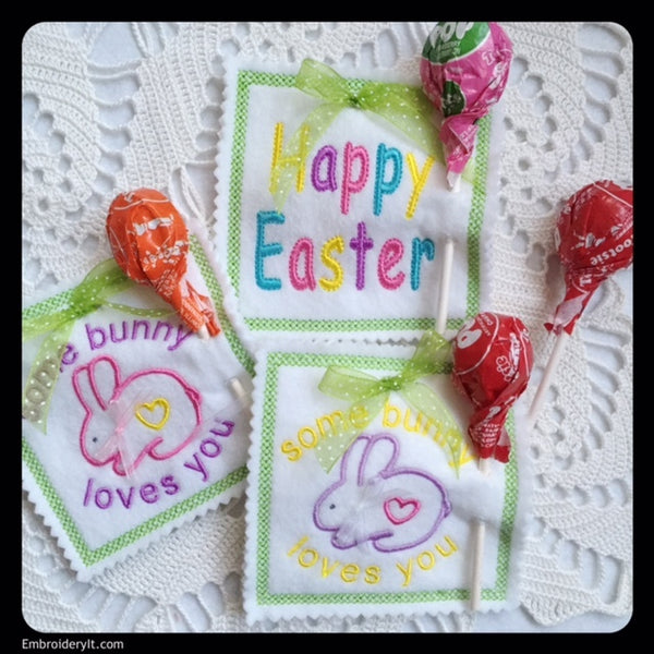 machine embroidery in the hoop Easter Lollipop Holders
