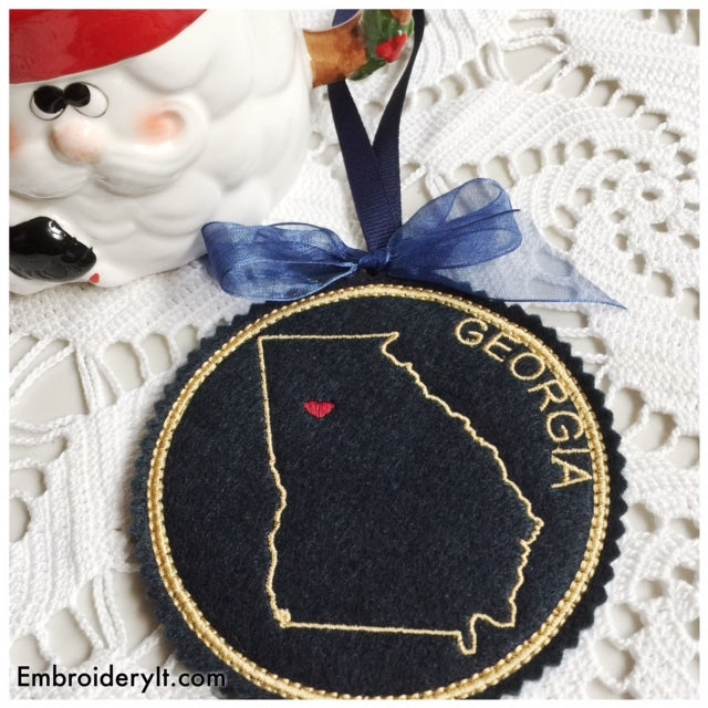 Machine embroidery Georgia coaster