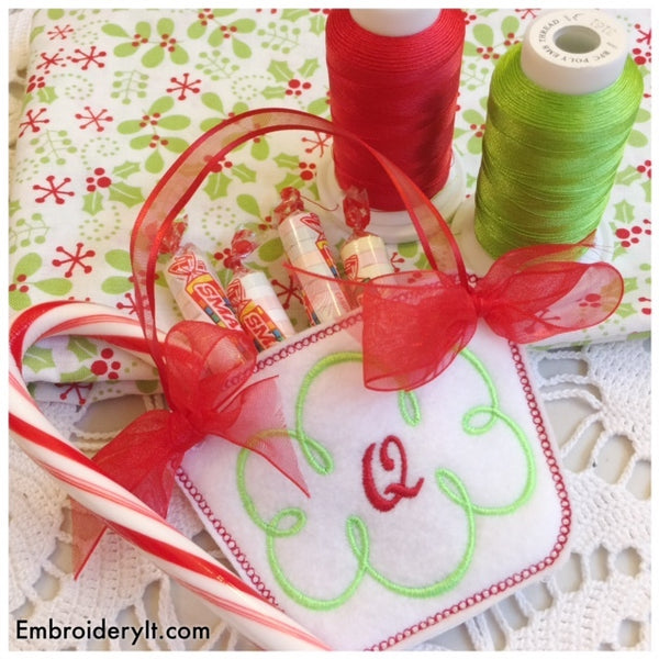 machine embroidery monogram basket letter q in the hoop design