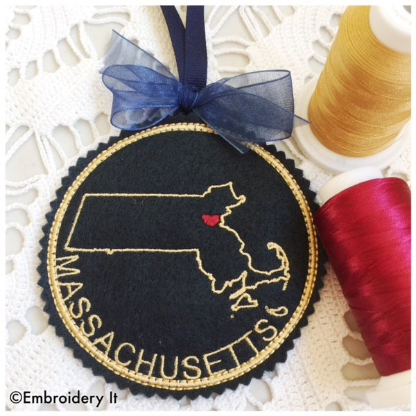 In the hoop I heart Massachusetts embroidery design