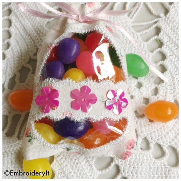 in the hoop machine embroidery Easter treat bag