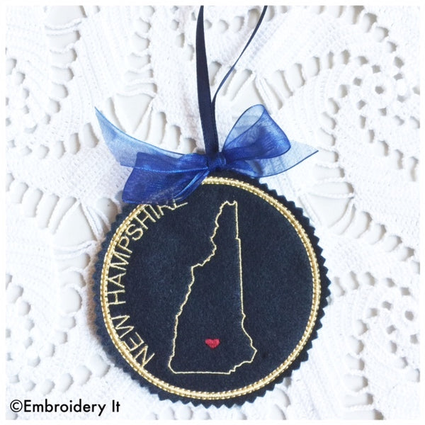 Machine embroidery New Hampshire ornament