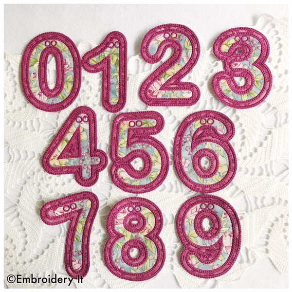 Applique machine embroidery number set