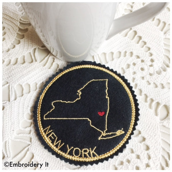 Machine Embroidery New York Coaster