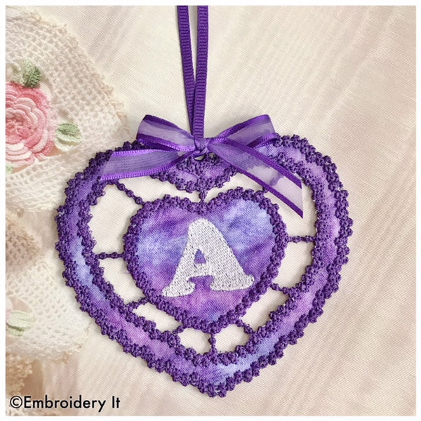 machine embroidery cutwork gift tag letter A