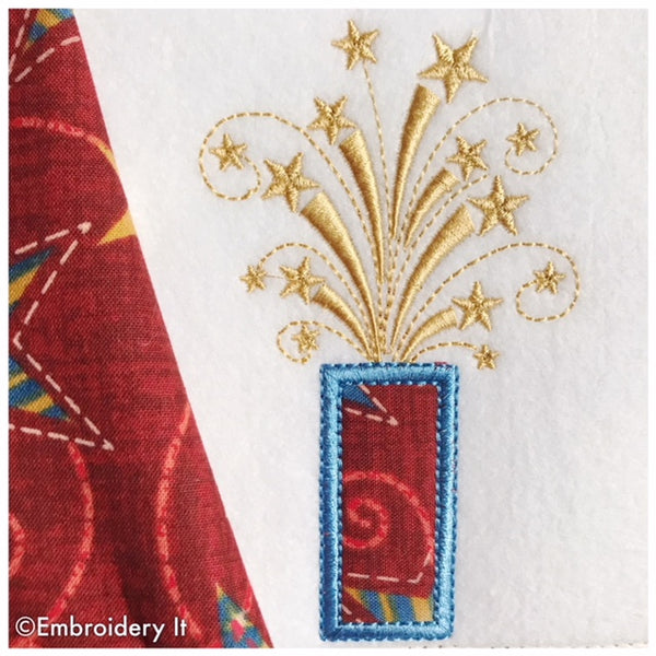 machine embroidery firecracker applique pattern
