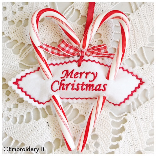 merry Christmas sweetheart candy cane machine embroidery design