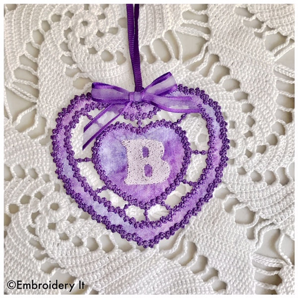 machine embroidery cut work gift tag alphabet