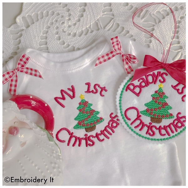 My First Christmas machine embroidery in the hoop design