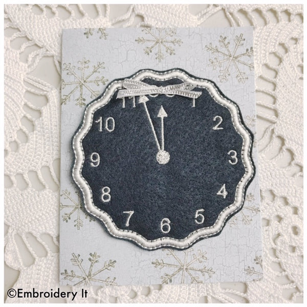 In the hoop clock machine embroidery new year's day design
