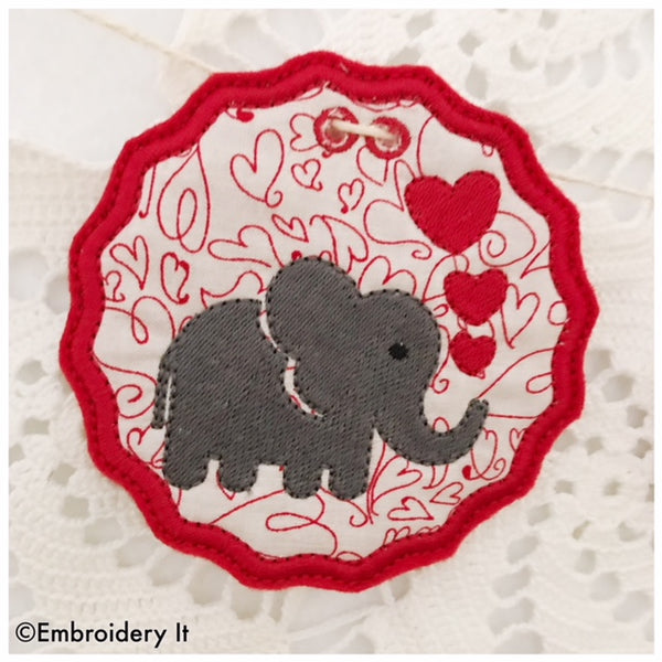 Machine embroidery banner in the hoop elephant
