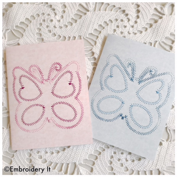 Machine embroidery butterfly card design