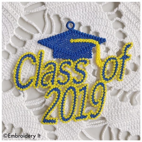 Free standing lace class of 2019 graduate machine embroidery