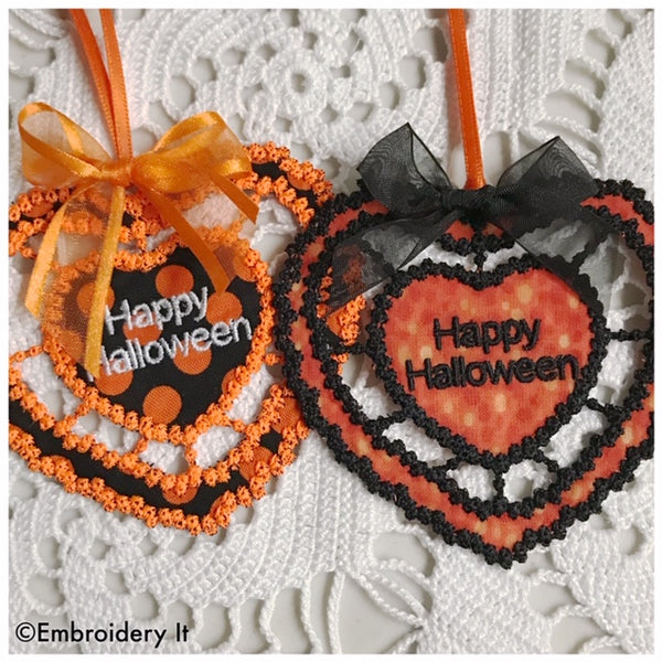 Cutwork Happy Halloween machine embroidery design and gift tag