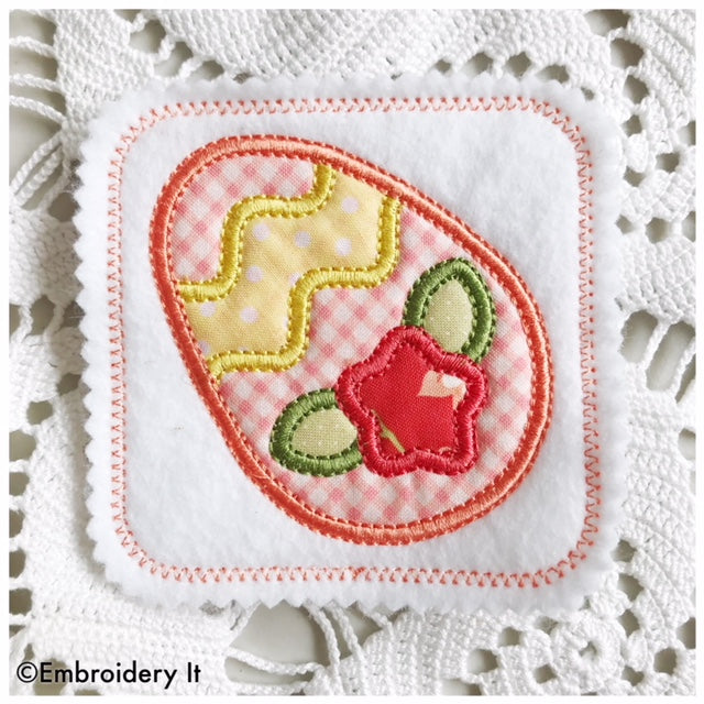 Simple Easter Egg Applique Coaster machine embroidery design