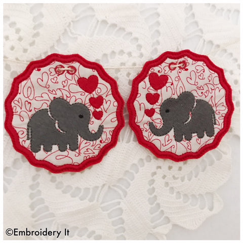 Machine embroidery banner elephants