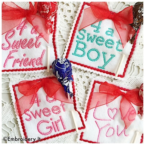Valentine's day lollipop holders machine embroidery designs