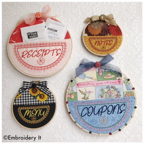 Machine embroidery embroidery hoop pocket organizers
