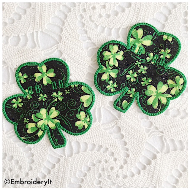 Banner shamrock in the hoop machine embroidery design