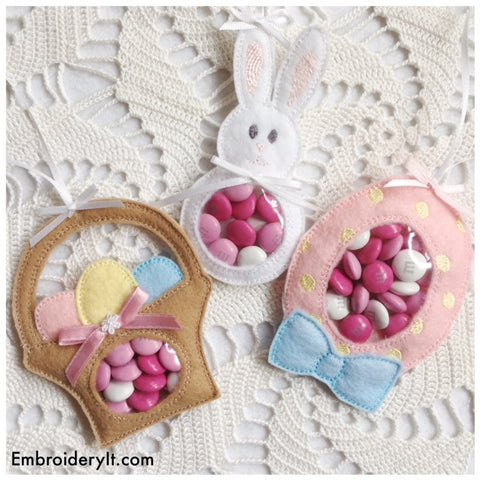 Machine embroidery Easter Candy holders