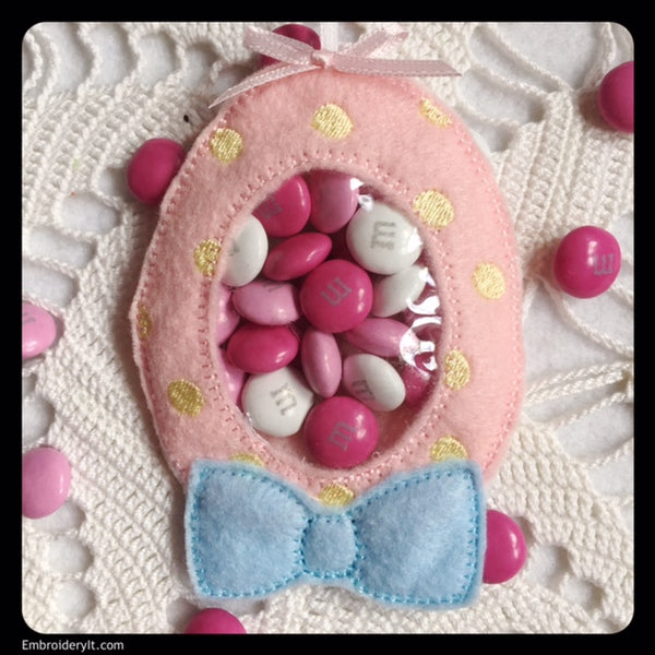 Machine Embroidery Easter Egg candy holder in the hoop design