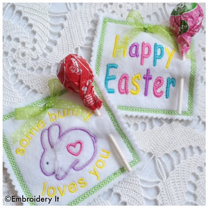 Machine embroidery Easter lollipop holders