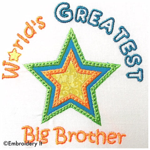 Greatest big brother machine embroidery applique design