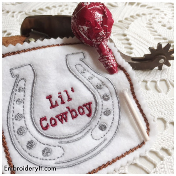 Cowboy sucker holder in the hoop machine embroidery design