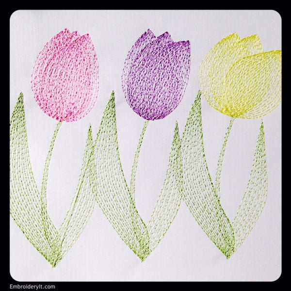 Machine embroidery design painted tulips