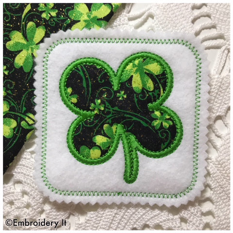 In the hoop St. Patrick's Day shamrock coaster