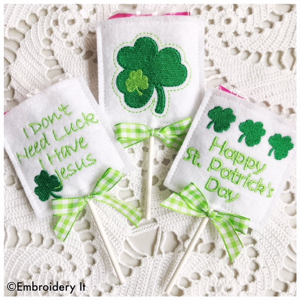 St. Patrick's Day Lollipop Covers machine embroidery designs