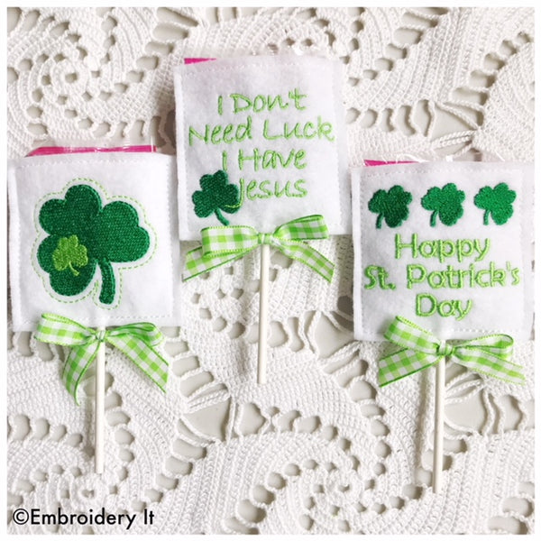 St. Patrick's Day candy holders in the hoop machine embroidery designs