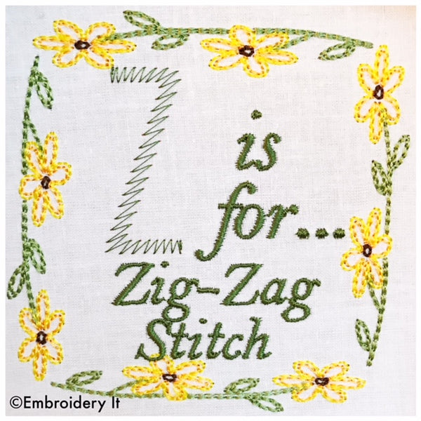 Embroidery Words z is for zig zag machine embroidery design