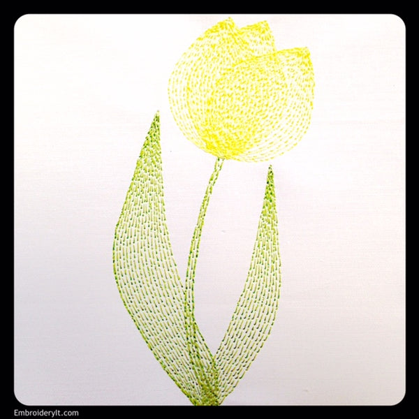 Painted tulip machine embroidery pattern
