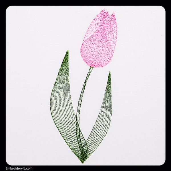 machine embroidery painted tulip design