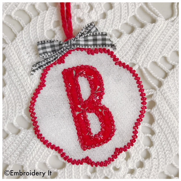 Free Standing Lace monogram Christmas Ornament