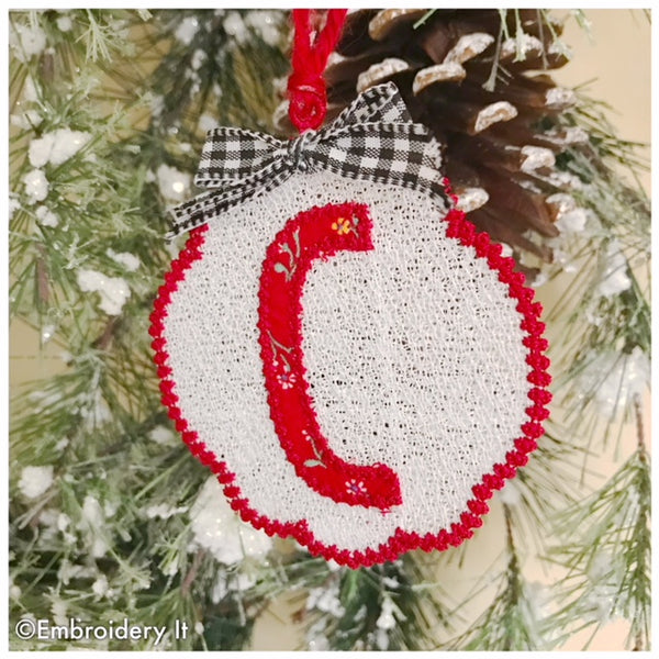 Machine Embroidery free standing lace monogram letter C