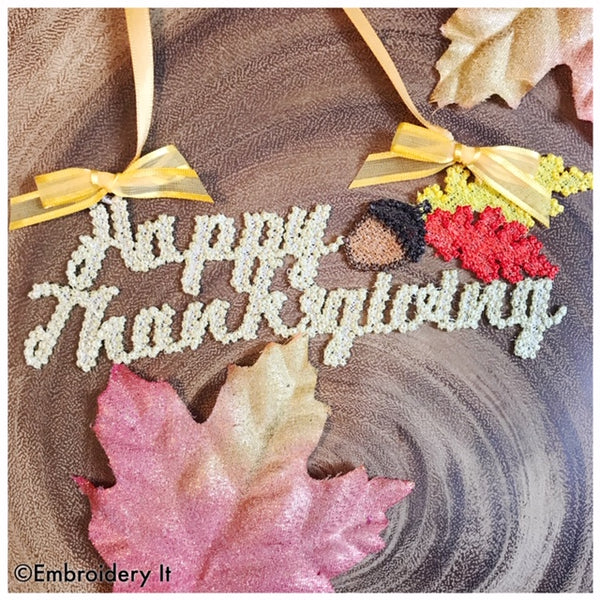 Happy Thanksgiving Free Standing Lace Machine Embroidery Design