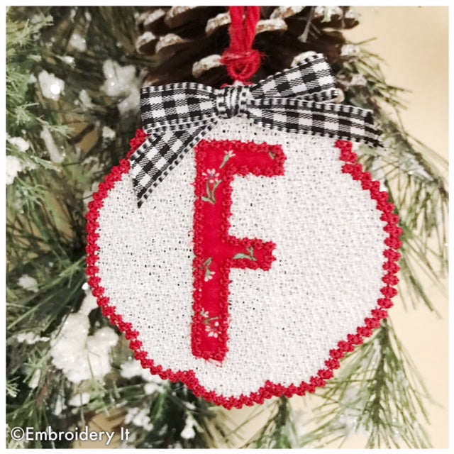 Machine embroidery FSL Applique Christmas Ornament